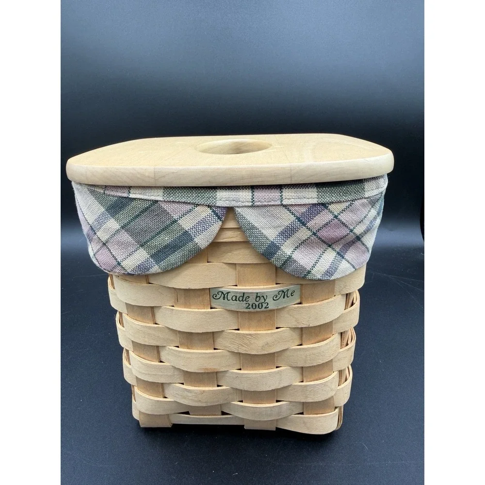🧺✨ Longaberger 2001 Tall Tissue Basket – Made By Me – w/ Lid & Liner ✨🧺